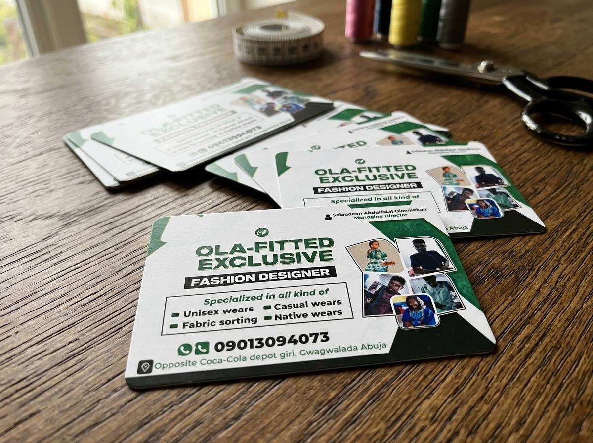 Sharp HD mockup of branded green and white business cards